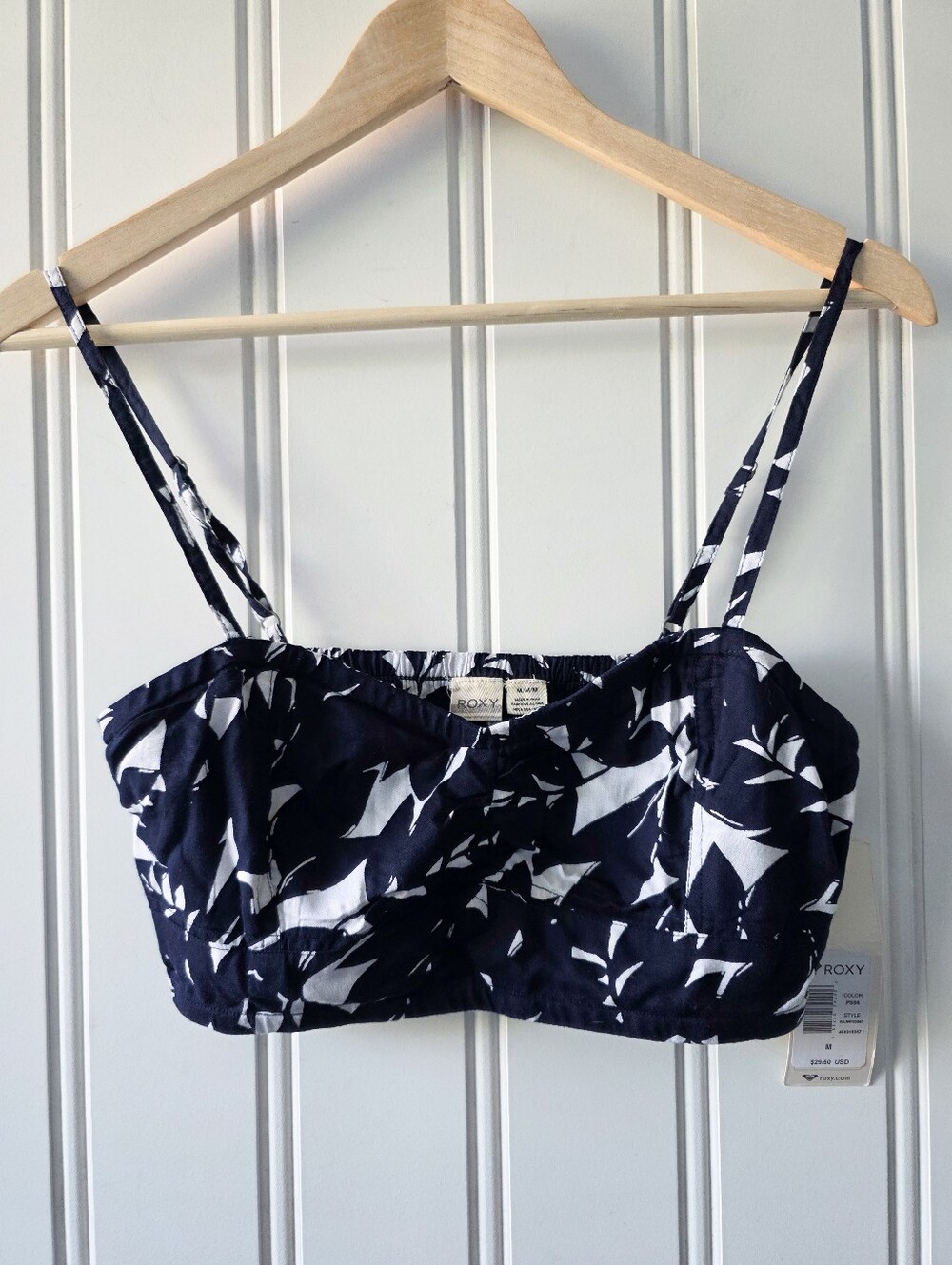 Roxy Starlet Cropped Tube Top Navy Blue White Womens Medium